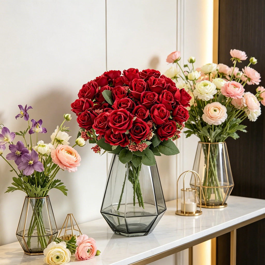 Artificial Silk Rose Flowers – Wedding & Home Décor Bouquet Artificial Silk Flowers Babs