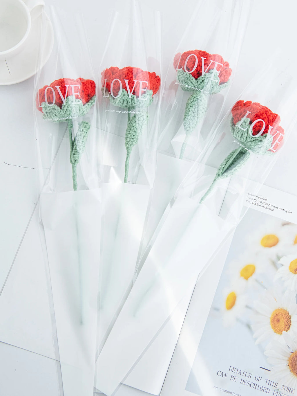 Handmade Crochet Rose Artificial Flowers for Wedding & Home Artificial Flowers Babs