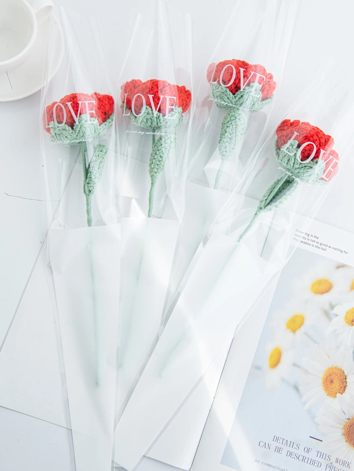 Handmade Crochet Rose Artificial Flowers for Wedding & Home Artificial Flowers Babs