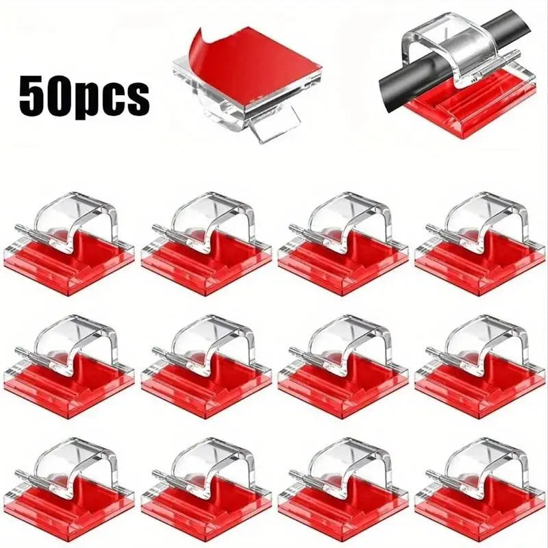 50/100pcs Cable Management Clips for Desk, Car, Wall & TV Cable Management Clips Babs 50PCS red