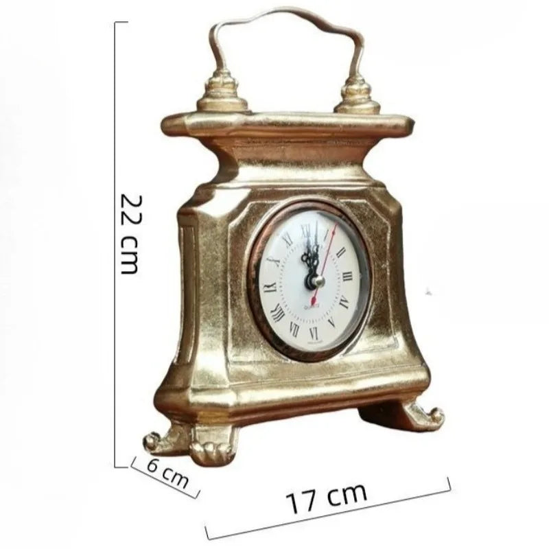 Retro Gold Desk Clock – Antique Quartz Table Clock for Home Decorative Desk Clock Babs Style B
