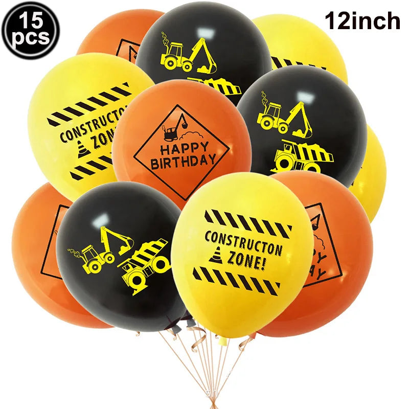 Construction Party Balloons – Excavator Dump Truck Boys Decor
