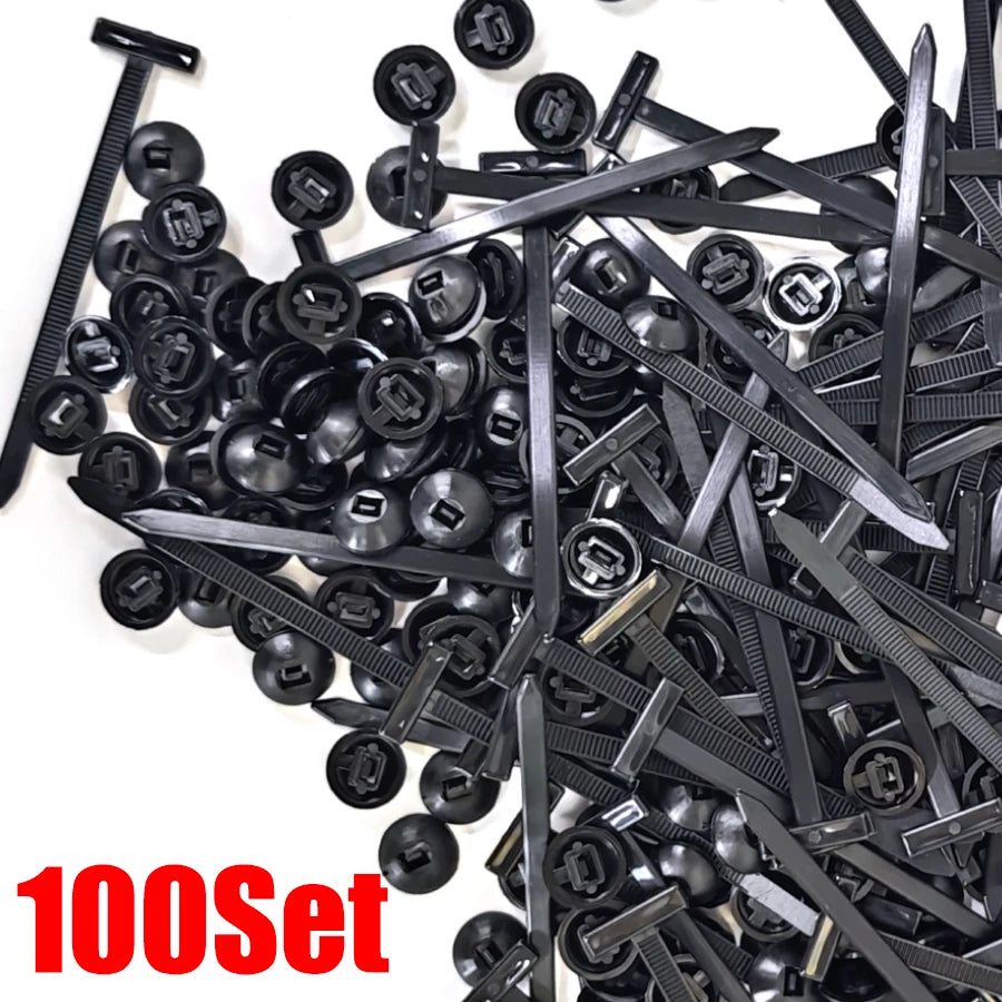 100PCS Nylon Zip Tie Buckle Clips – UV Resistant Car Fasteners Zip Tie Buckle Clips Babs 100Set