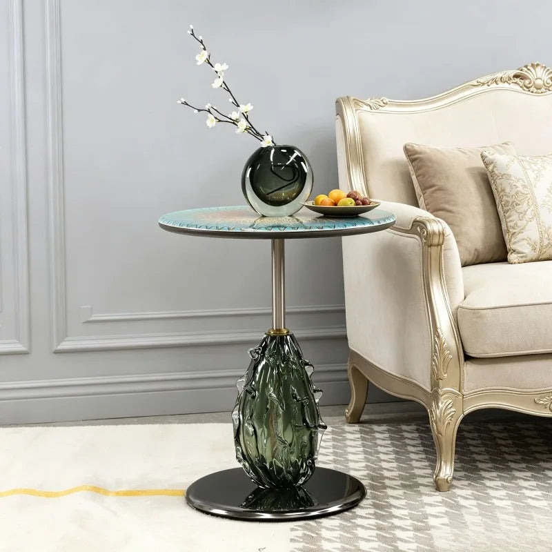 Modern Round Coffee Table | Microcrystalline Stone & Metal Frame Round Coffee Table Babs