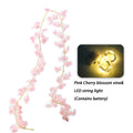 180cm Cherry Blossom Vine Garland with LED Lights | Silk Decor Artificial Flower Garland Babs Meat Pink