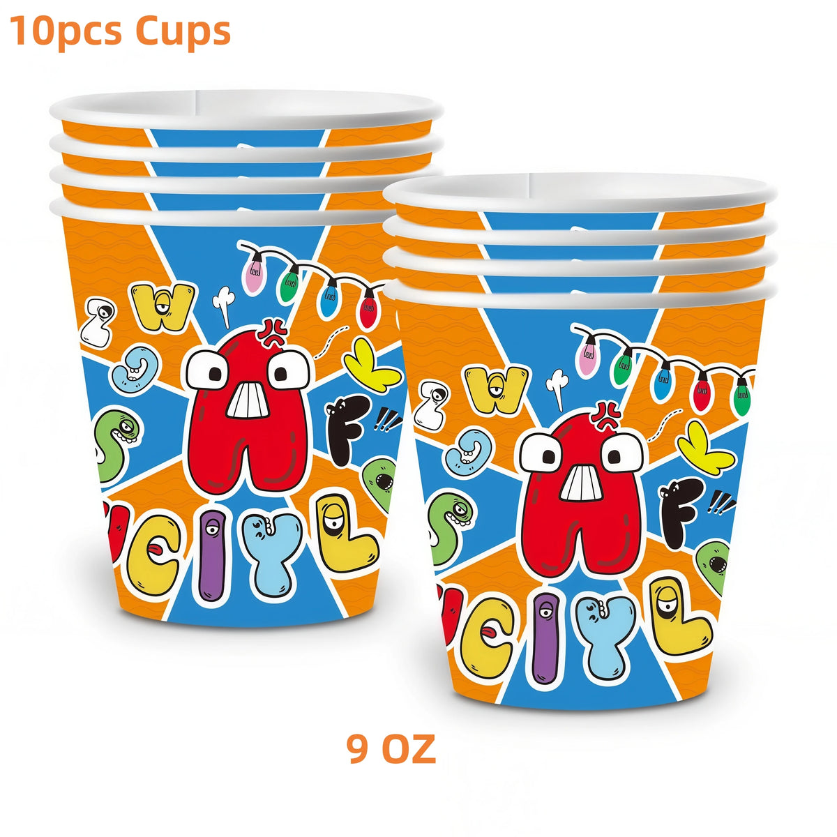 Alphabet Lore Birthday Party Supplies – Balloons & Backdrop Set Party Decoration Set Babs 10pcs Cups 12inch