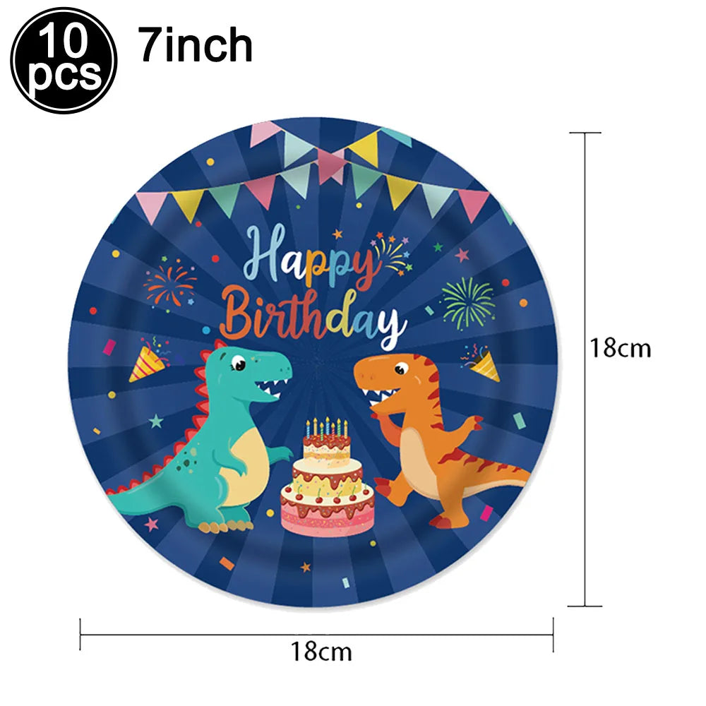 Blue Dinosaur Birthday Party Supplies – Balloons, Plates & More Party Supply Set Babs Deep Sapphire