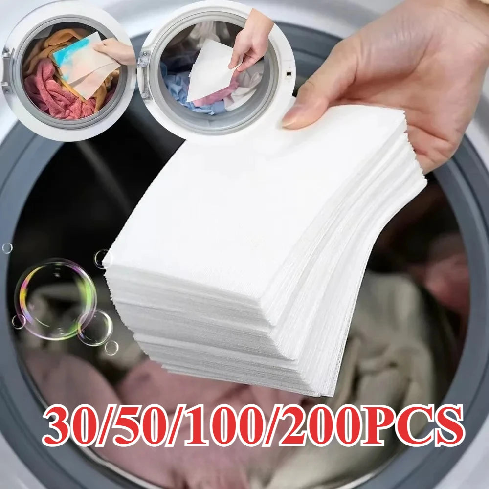 Color Catcher Laundry Sheets 50/100 Pcs – Anti-Stain & Dye Trap Laundry Color Catcher Babs