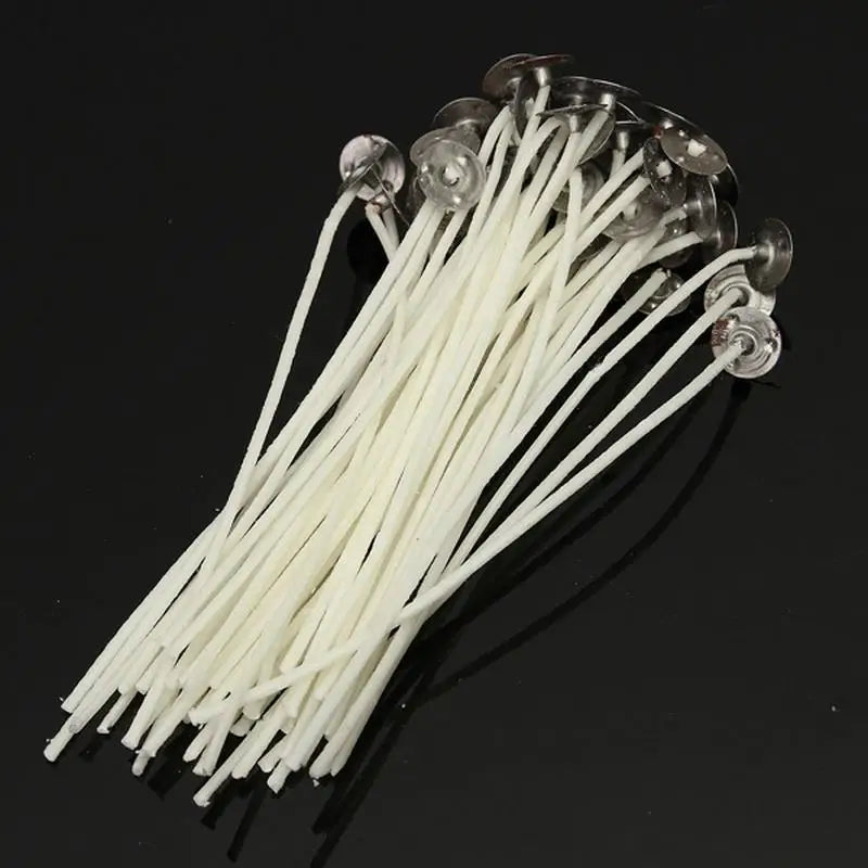50Pcs Pre-Waxed Cotton Candle Wicks with Sustainers – DIY Candle Making Wicks Babs