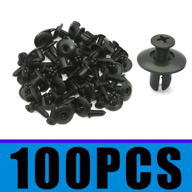 100PCS 8mm Plastic Rivets Car Bumper Fender Fastener Clips Car Fastener Clips Babs black
