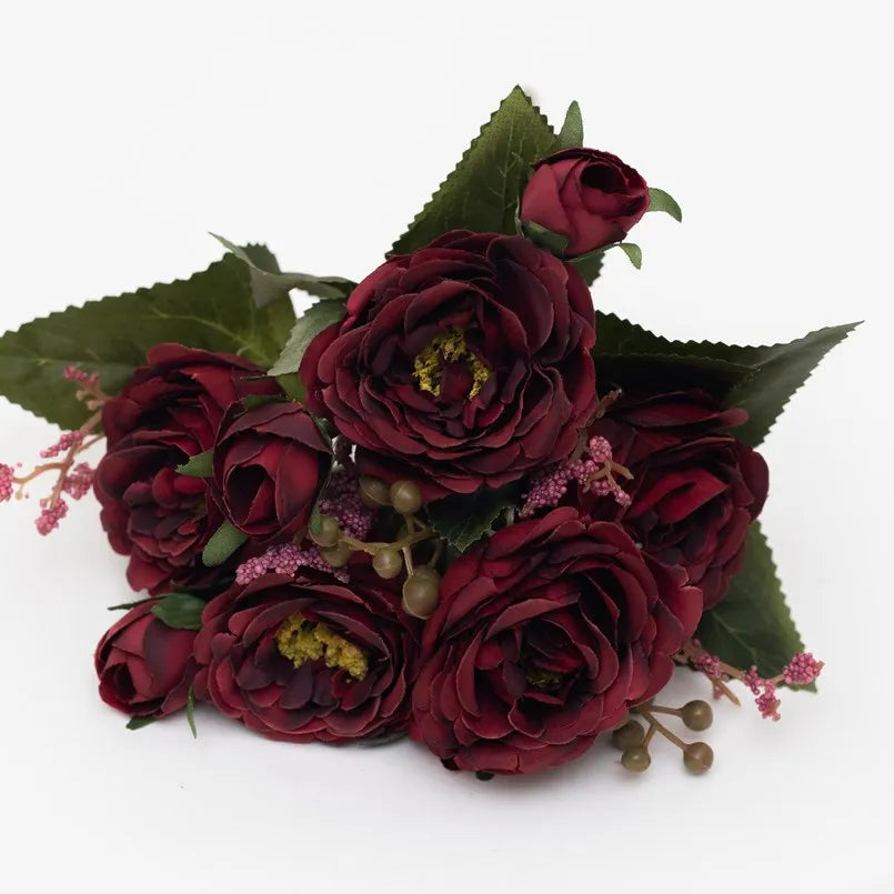 Silk Peony Artificial Flowers – Wedding & Home Décor Artificial Silk Flowers Babs (Burgundy) 4 pcs