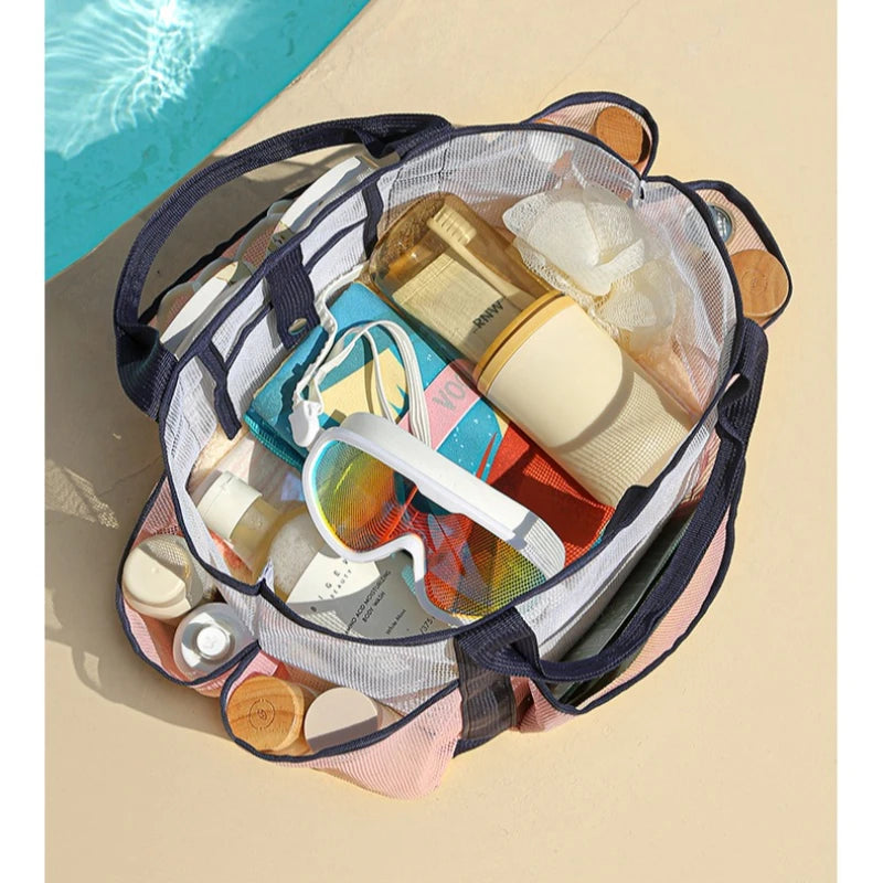 Large Mesh Beach Bag – Wet Dry Separation Tote & Organizer Mesh Tote Bag Babs