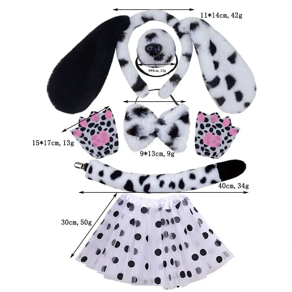 Spotted Dog Anime Cosplay Costume Set – Ears, Tail, Skirt & Nose Cosplay Costume Set Babs set 8 suit kids and adult