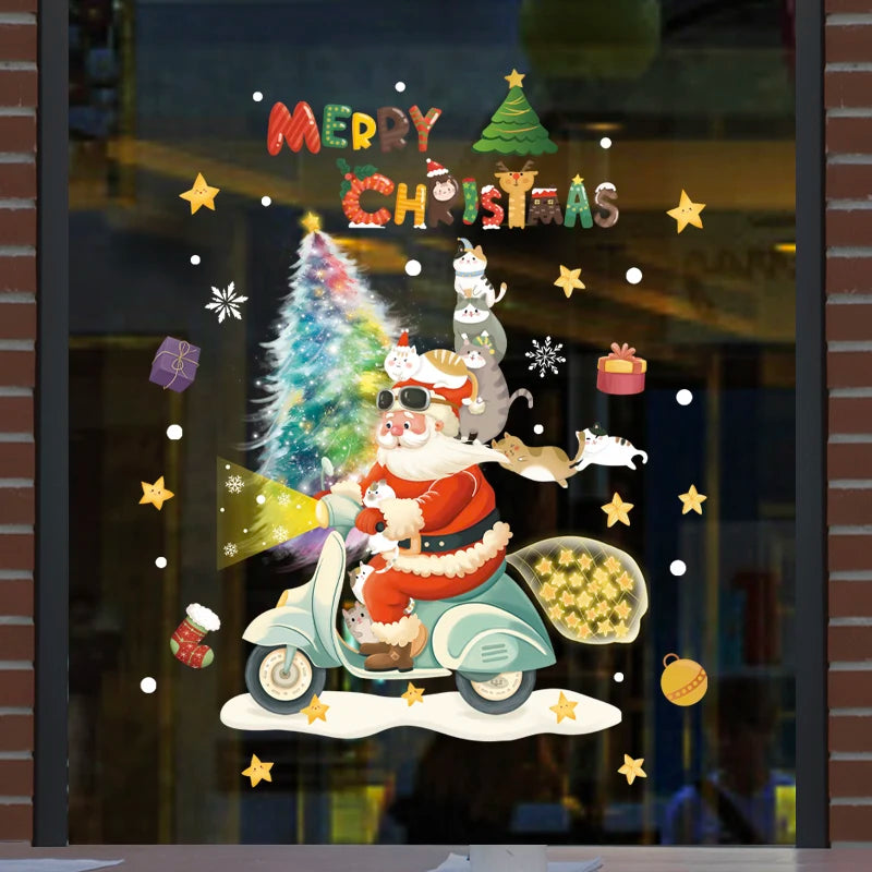 Christmas Window Stickers – Santa, Snowflake & Xmas Tree Decals Holiday Wall Decals Babs