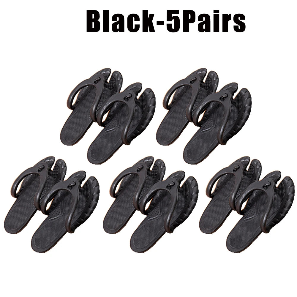 Foldable Travel Slippers Unisex Lightweight Anti-Slip Sandals Foldable Travel Slippers Babs Black-5Pairs 44-45