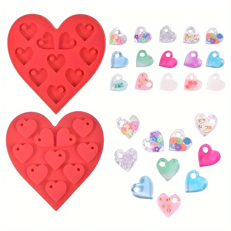 Heart Silicone Resin Mould – DIY Earring & Pendant Casting Resin Casting Mould Babs