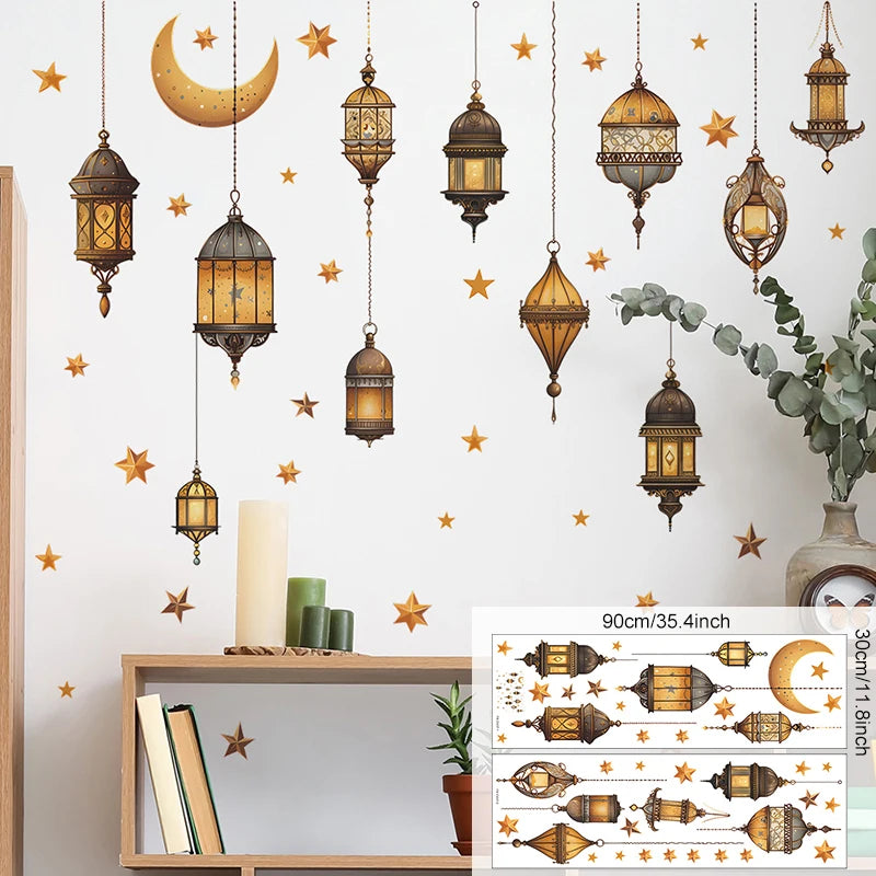 Ramadan Kareem Wall Stickers Moon Star Lantern Eid Decals Festival Wall Decal Babs G