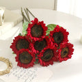 Silk Artificial Sunflowers for Wedding, Home & Party Décor Artificial Silk Flowers Babs Red 3Pcs