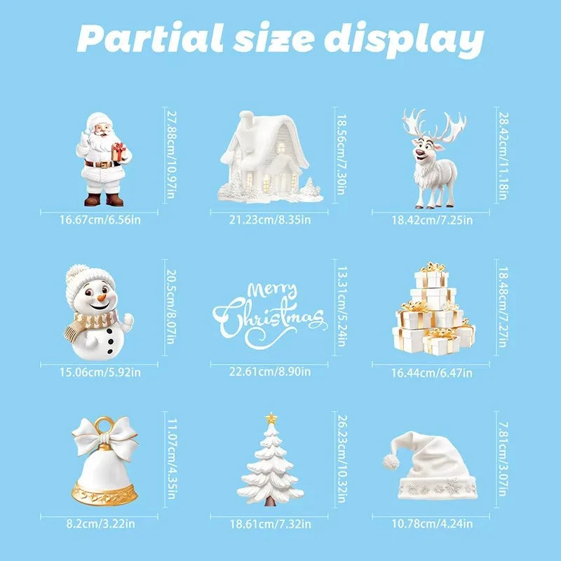 9-Piece Christmas Window Stickers – Santa, Snowflake & Tree Decals Holiday Window Decals Babs
