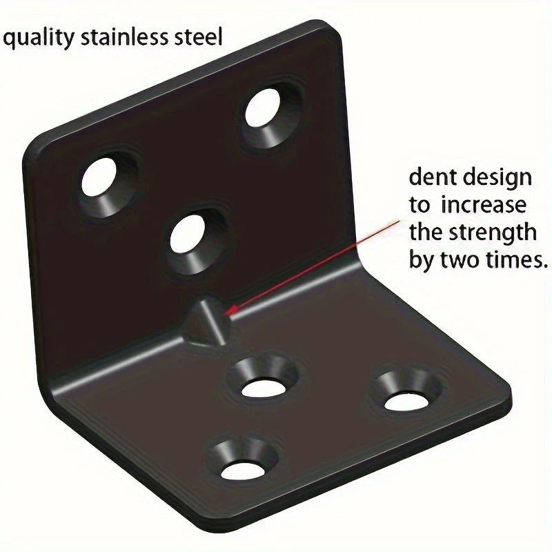 10pcs Black Stainless Steel L-Shaped Corner Brackets | Heavy-Duty Corner Brackets Babs