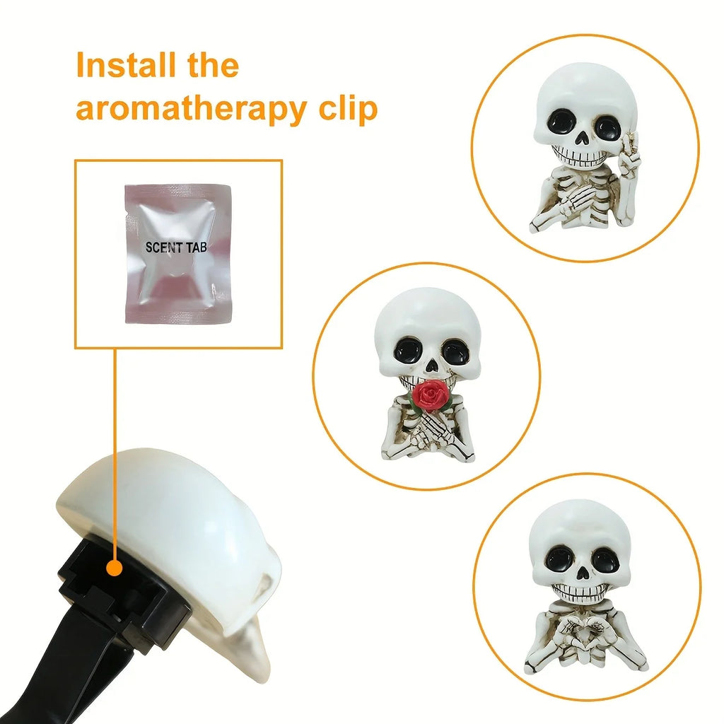 3-Piece Skull Resin Statues – Car Aroma Diffuser & Decor Resin Skull Decor Babs