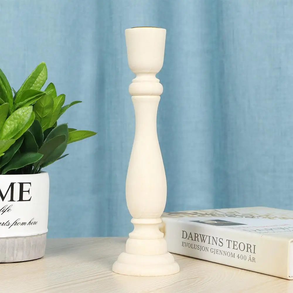 Nordic Vintage Wooden Pillar Candle Holder – Wedding Décor Wooden Candle Holder Babs
