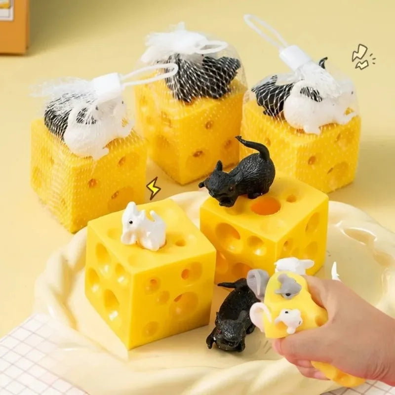 Mice in Cheese Squishy Fidget Toy – Funny Novelty Party Gift Novelty Squishy Toy Babs