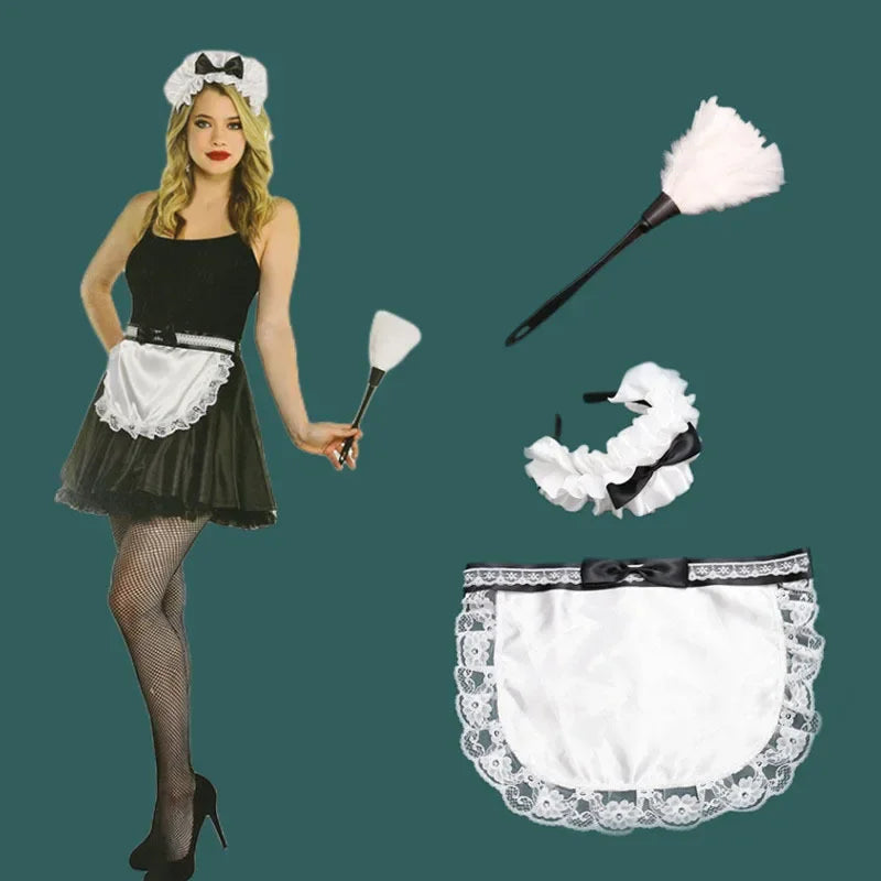 Maid Costume Apron & Headband Set – Party Cosplay Women Costume Accessory Set Babs