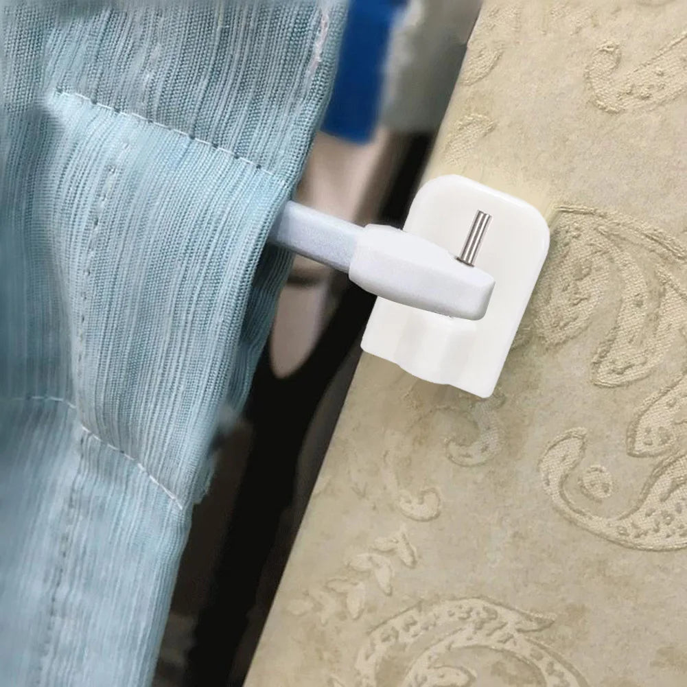 Self-Adhesive Curtain Rod Hooks – No-Drill, 4/8/12pc Set Curtain Rod Hooks Babs