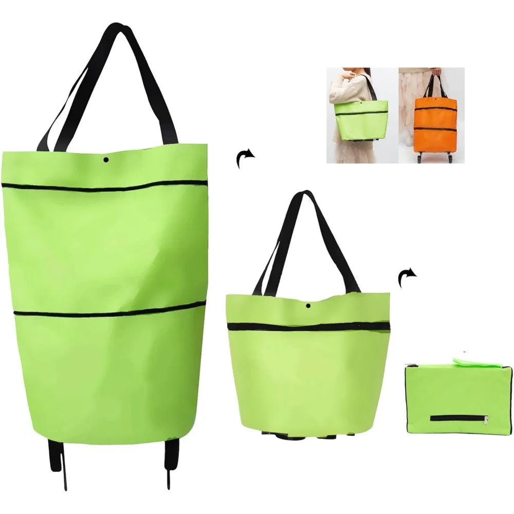 2-in-1 Foldable Shopping Cart Trolley Bag with Wheels – Waterproof Foldable Shopping Trolley Babs