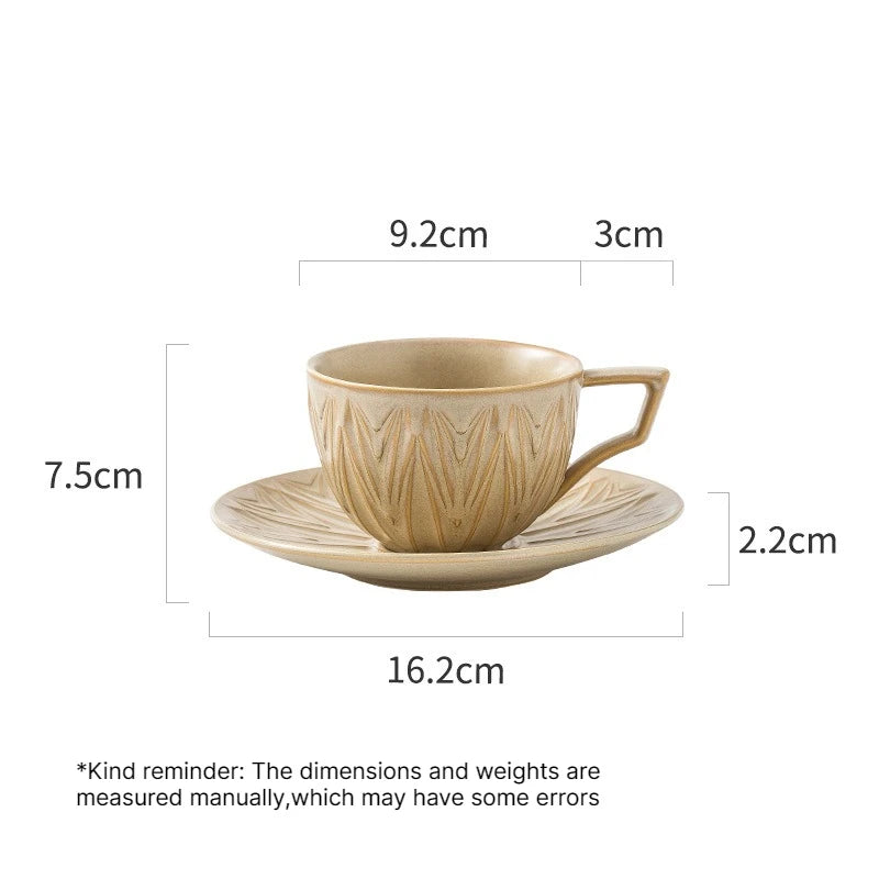 Triangular Ceramic Coffee Cup & Saucer Set – Vintage Style Coffee Cup & Saucer Babs yellow