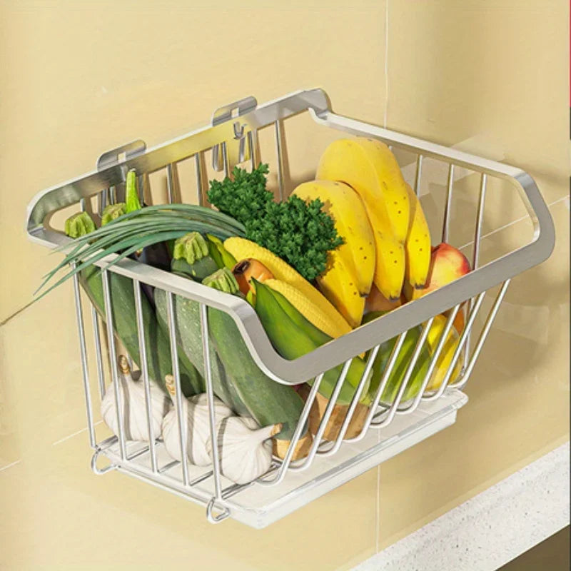 Wall-Mounted Stainless Steel Kitchen Storage & Drain Basket Kitchen Storage Basket Babs Silvery