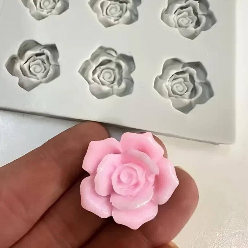 6-Cavity Rose Flower Silicone Mold – Candles & Soap Making Silicone Craft Mold Babs