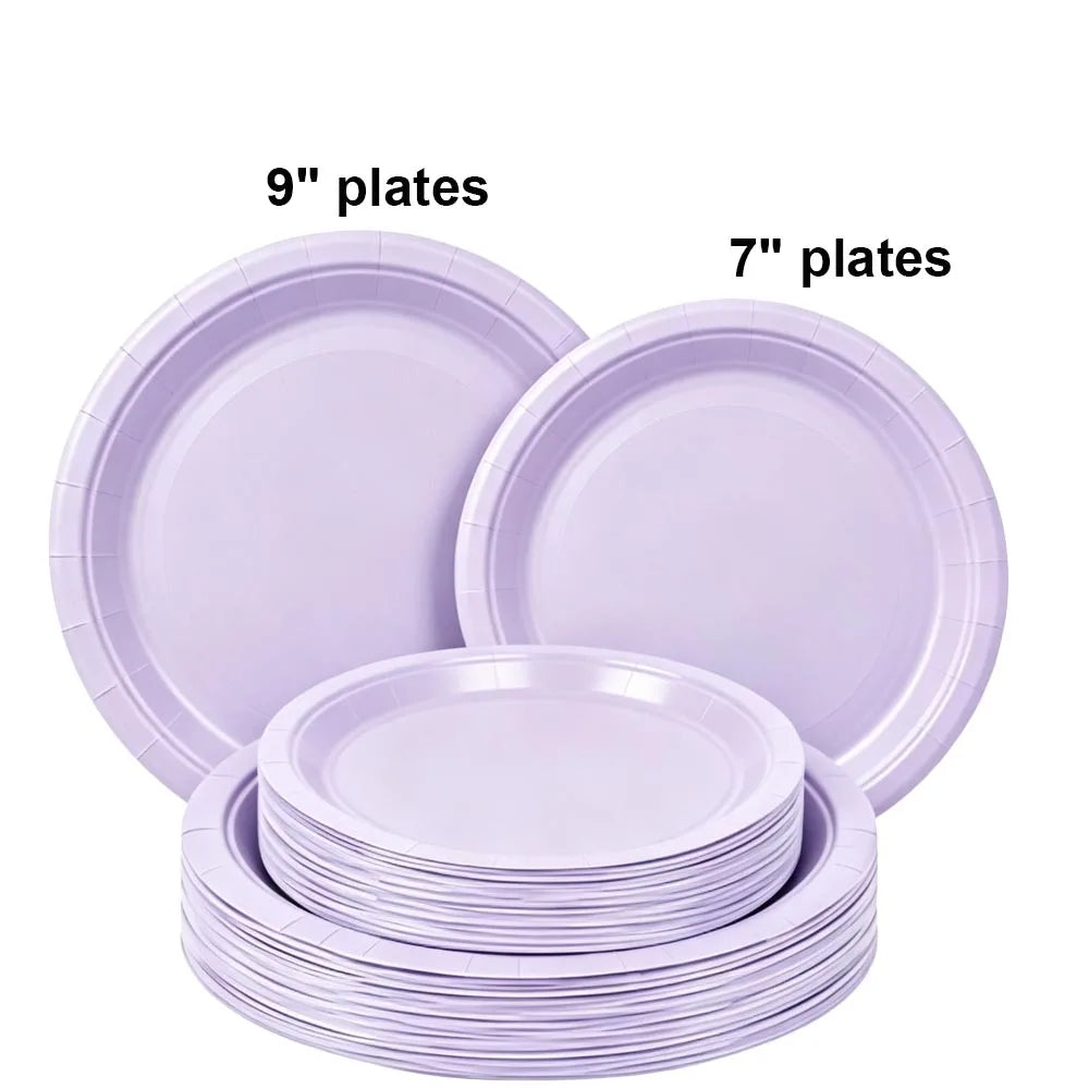 Disposable Paper Plates 7" & 9" Set – Party & Event Supplies Disposable Paper Plates Babs purple 20pcs