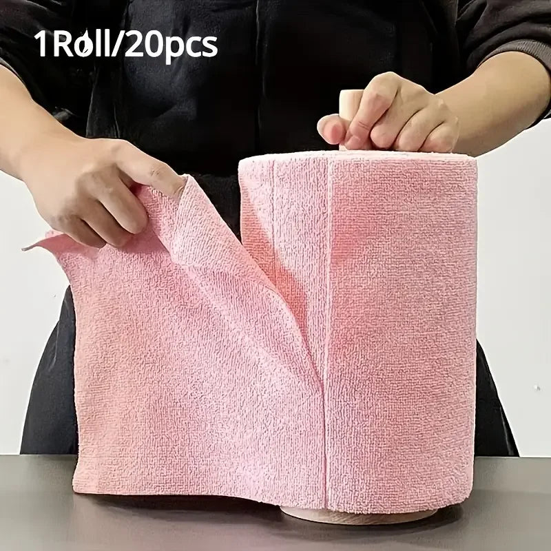 Reusable Microfiber Cleaning Wipes – 20pc Roll Kitchen Towels Microfiber Cleaning Wipes Babs