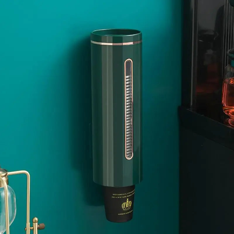 Wall-Mounted Paper Cup Dispenser – Dust-Proof Pull-Type Holder Cup Dispenser Babs Dark green