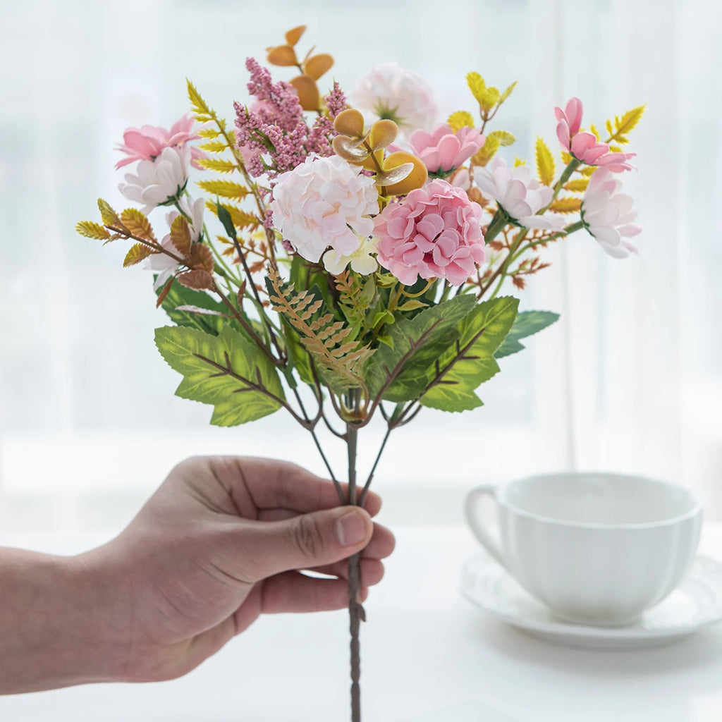 Artificial Silk Chrysanthemum Bouquet – Wedding & Home Decor Artificial Flower Bouquet Babs Pink 1 PC