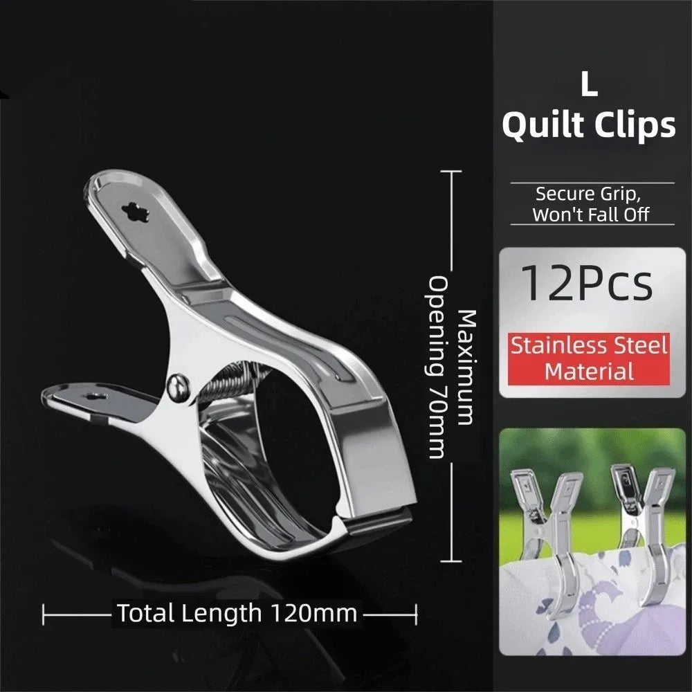 Heavy Duty Stainless Steel Clothes Pins & Beach Towel Clips Stainless Steel Clothes Clips Babs 12Pcs L Quilt Clip