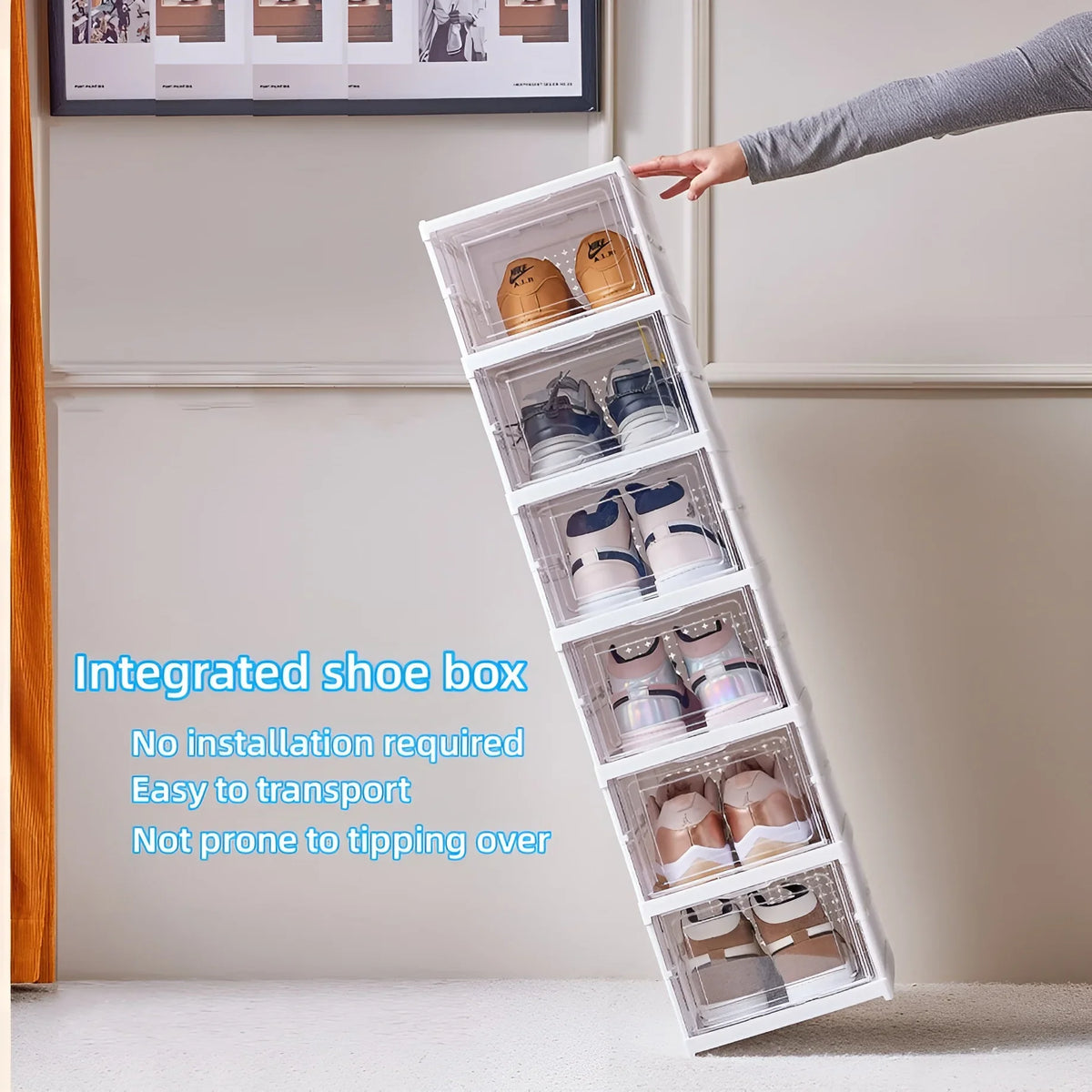 6-Layer Foldable Transparent Shoe Storage Box | Stackable Rack Shoe Storage Organizer Babs