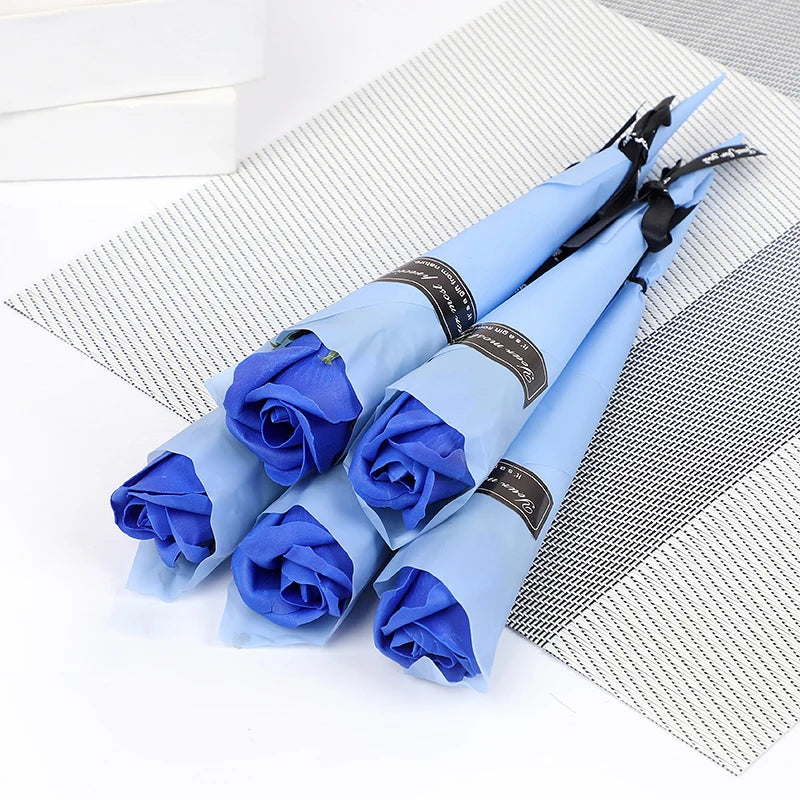 Soap Rose Artificial Flowers DIY Bouquet Gift Set (5–20 Pcs) Artificial Soap Roses Babs Royal Blue 20Pcs