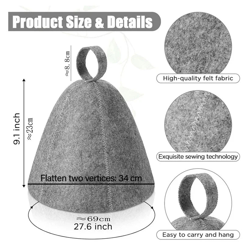Men's Wool Felt Sauna Hat – Heat Retention & Hair Protection Sauna Hat Babs