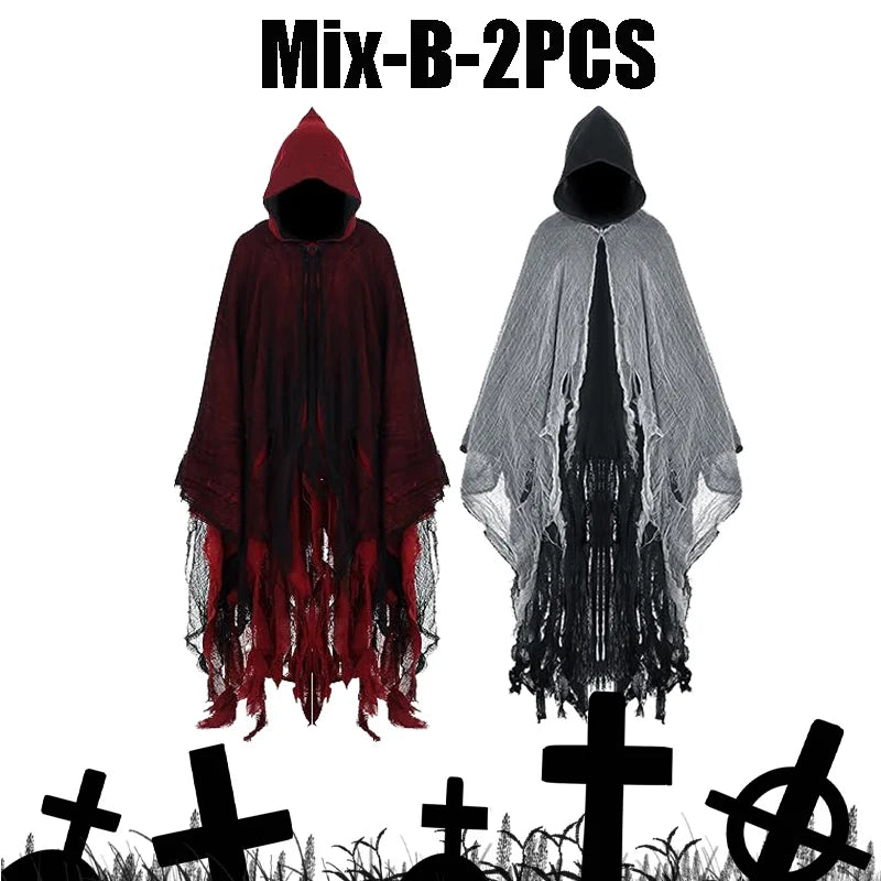 Halloween Adult Witch Cape & Grim Reaper Cloak – Unisex Costume Halloween Costume Cape Babs Mix-B-2PCS One Size