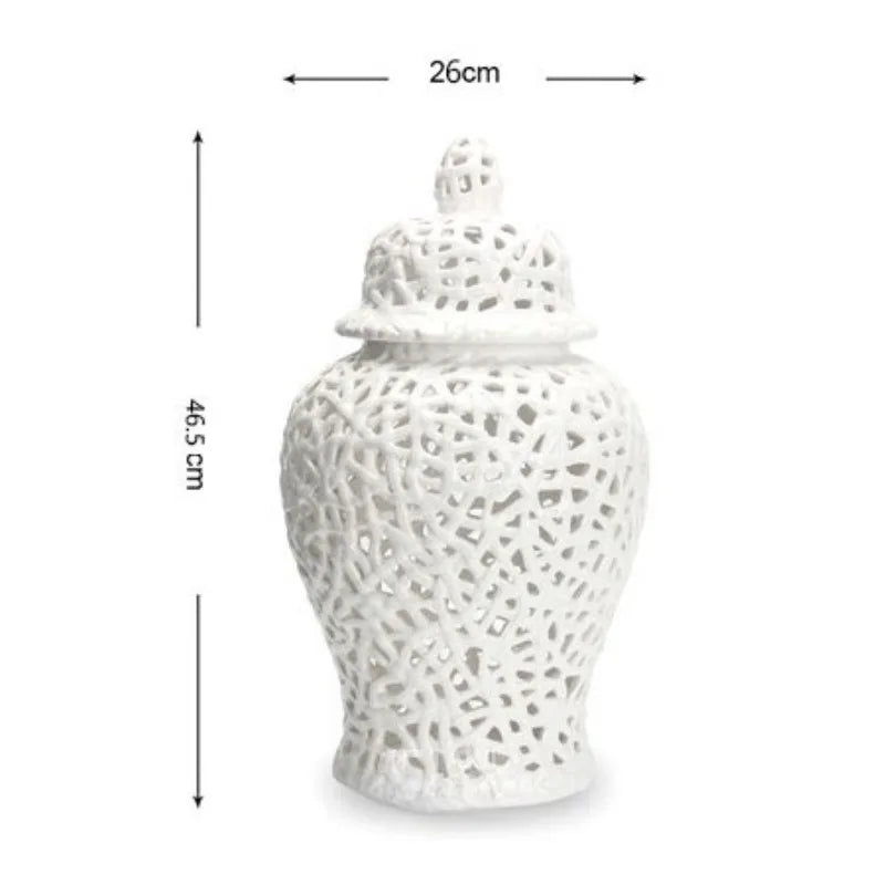 Modern Ceramic Hollow Vase – Luxury Home Table Decoration Decorative Ceramic Vase Babs White-46.5CM