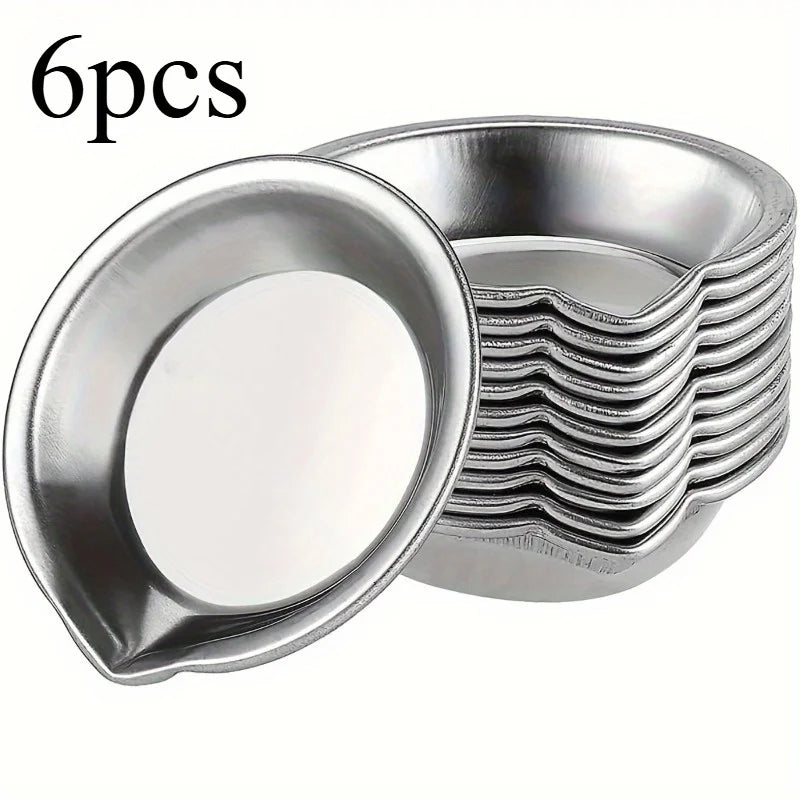 6-Piece Stainless Steel Paint Palette Set – Round Mixing Trays Paint Palette Set Babs 6pcs