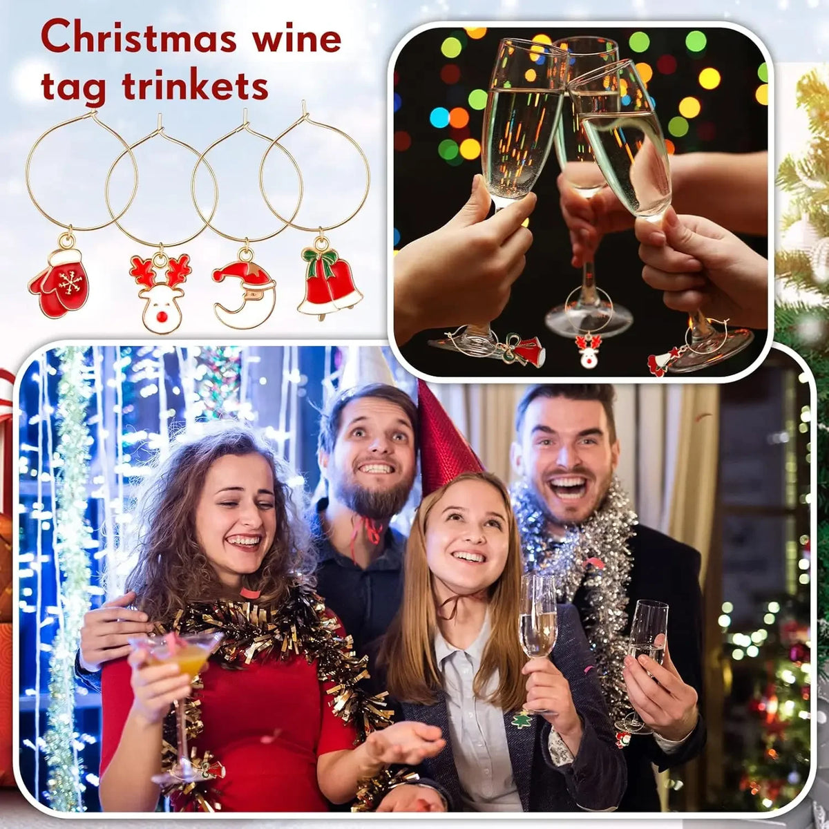 Christmas Wine Glass Charms – Holiday Drink Markers & Gifts Wine Glass Charms Babs