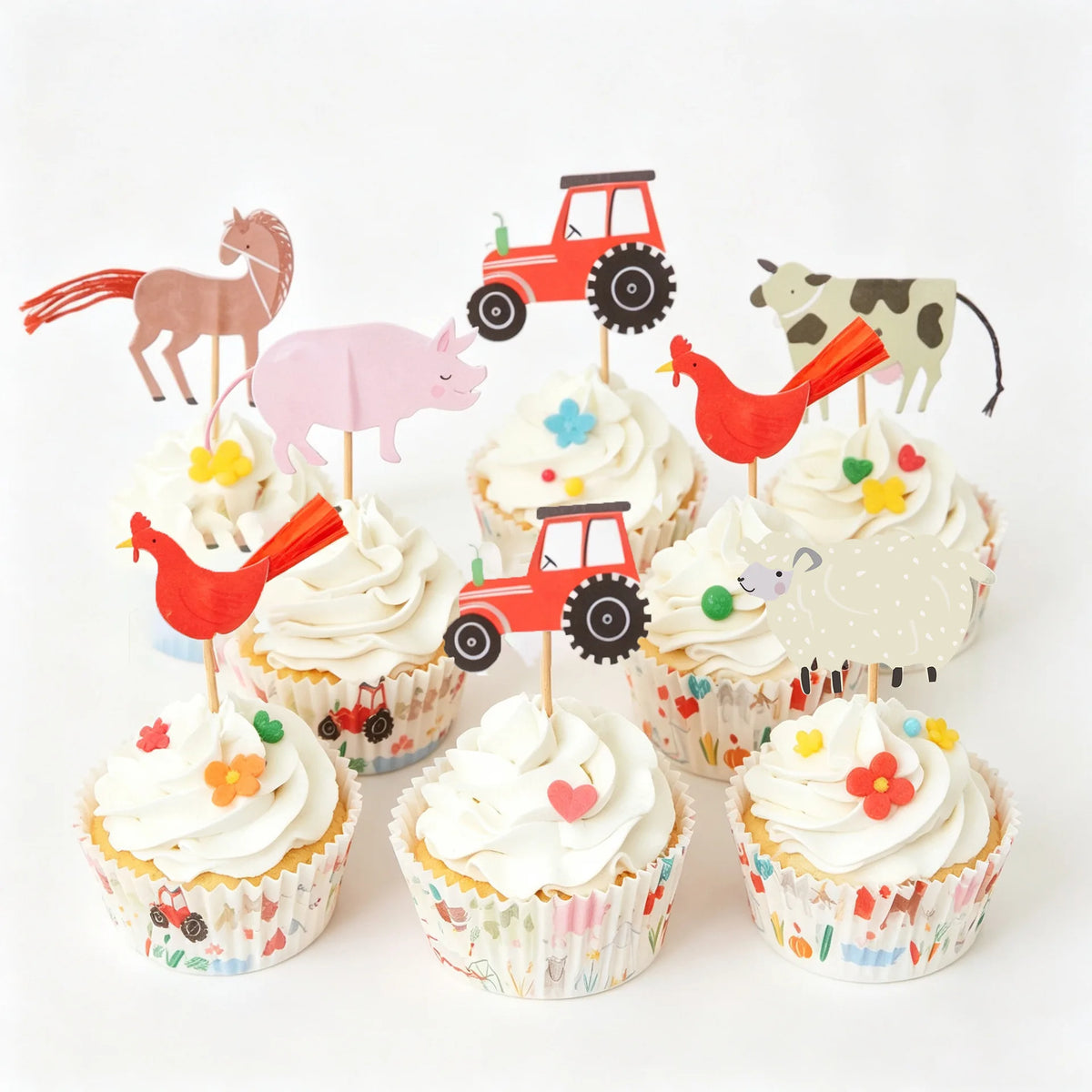 12Pcs Farm Animal Cake Toppers – Party & Baby Shower Picks Cake Toppers Babs