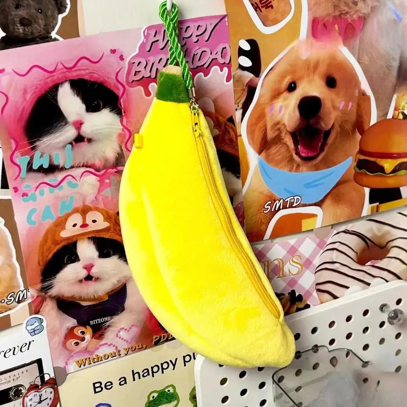 Kawaii Banana Plush Pencil Case – Cute Fruit Stationery Bag Plush Pencil Case Babs