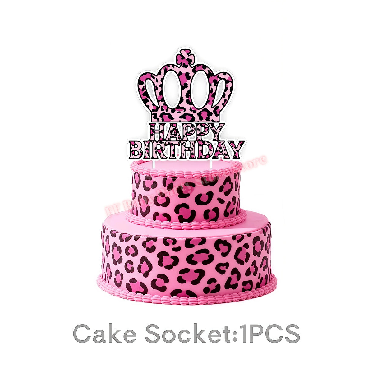 Leopard Print Birthday Party Supplies – Plates, Cups & Decor Party Decoration Set Babs 1pcs cake topper others
