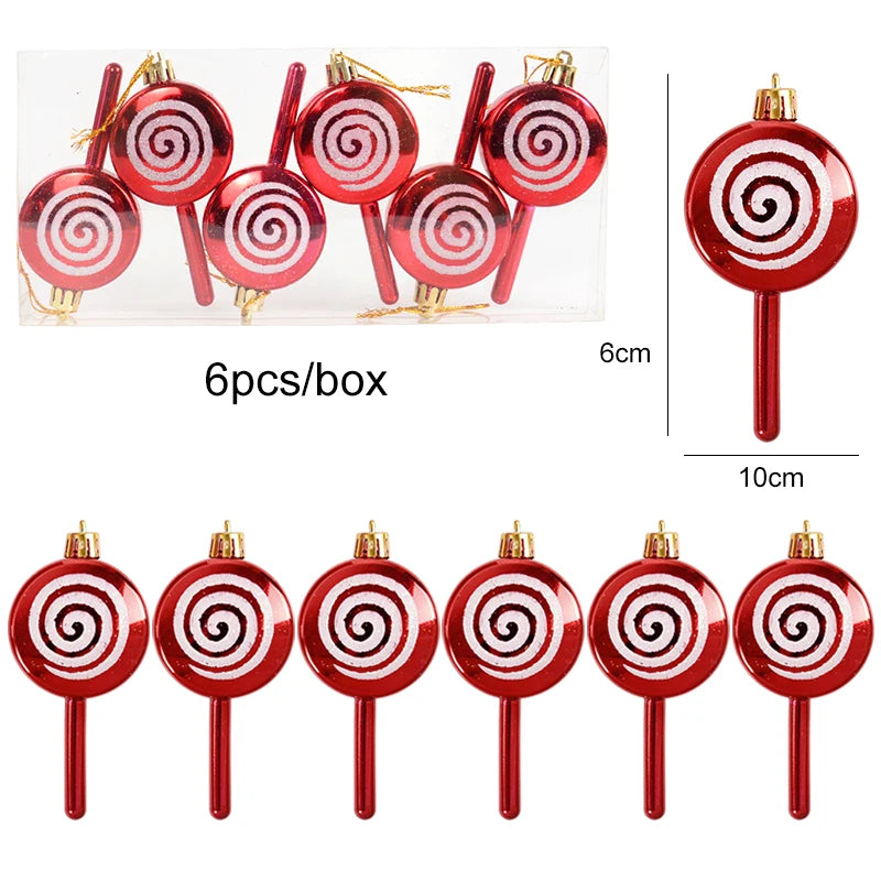 6-Piece Christmas Candy Tree Ornaments Set – Holiday Pendants Christmas Tree Ornaments Babs G