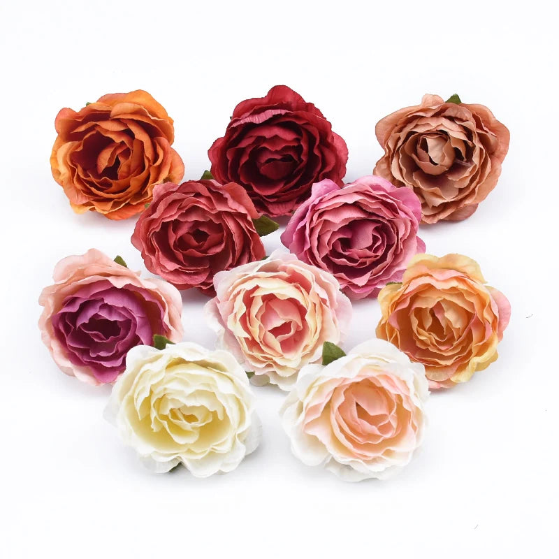 50/100pcs Silk Artificial Rose Peony Flower Heads – Wedding Décor Artificial Silk Flowers Babs